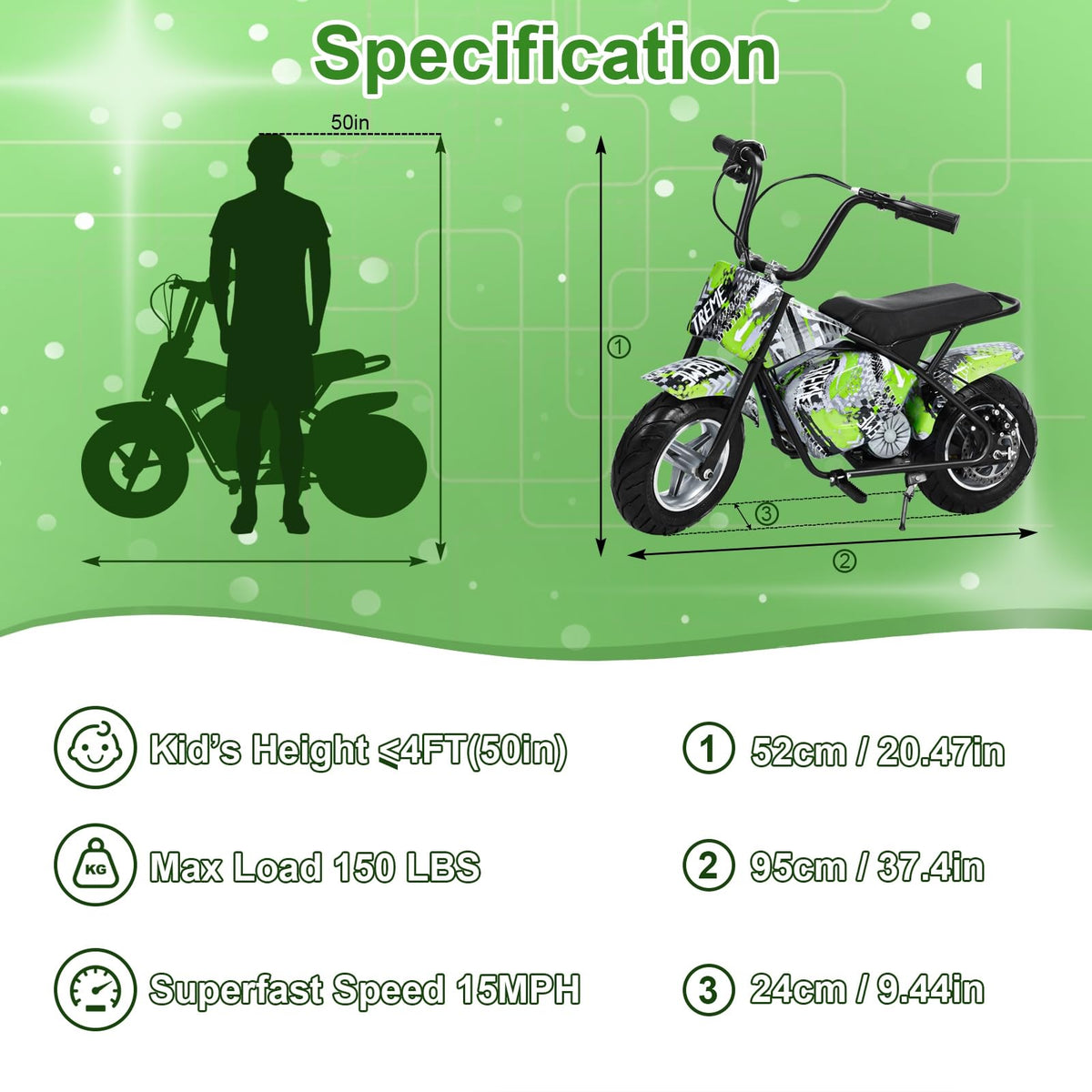 HEVIRGO 250W Kids Electric Dirt Bike Canada