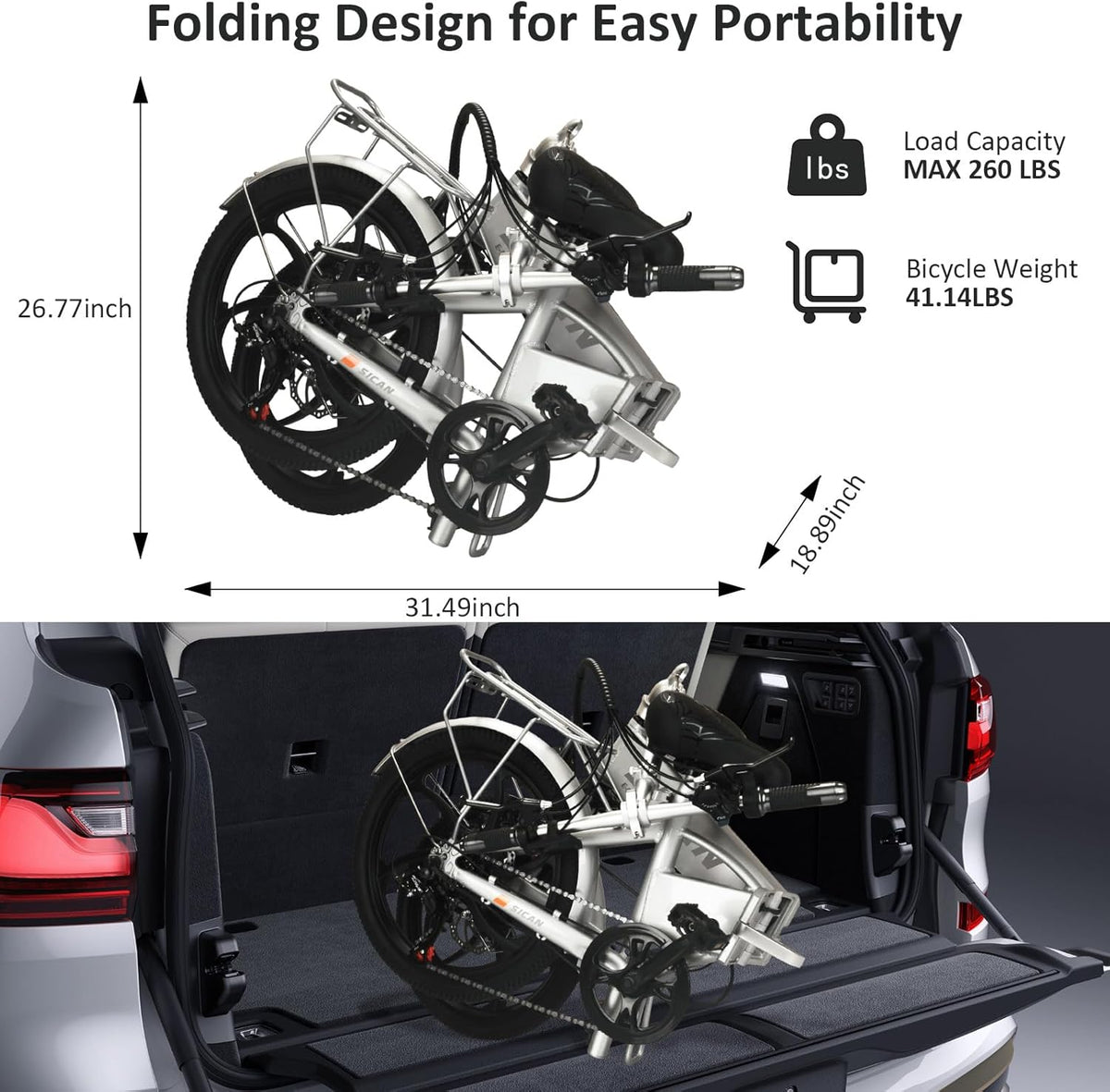 Sican Folding Electric Bike 48V Commuter E-Bike Canada