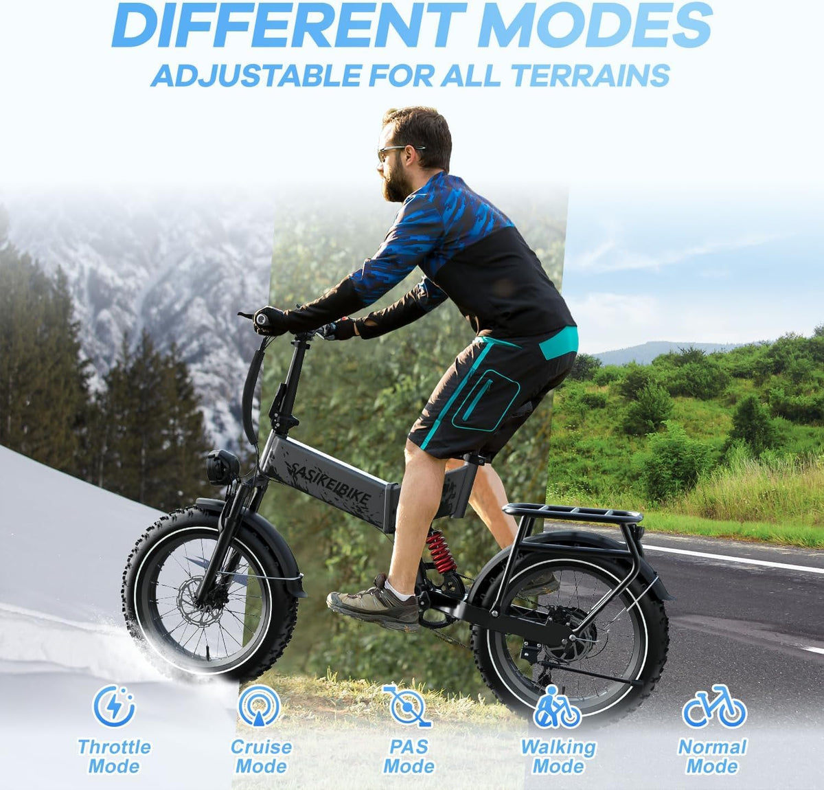 SASIKEI E7 Folding Fat Tire Electric Bike Canada