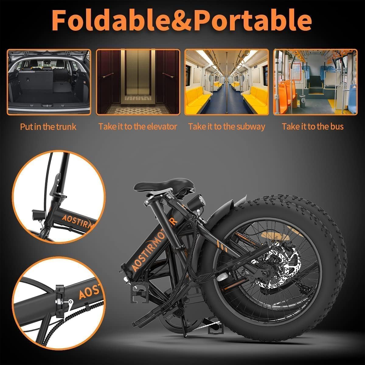 Aostirmotor Folding Electric Bike 750W 48V Fat Tire E-Bike Canada
