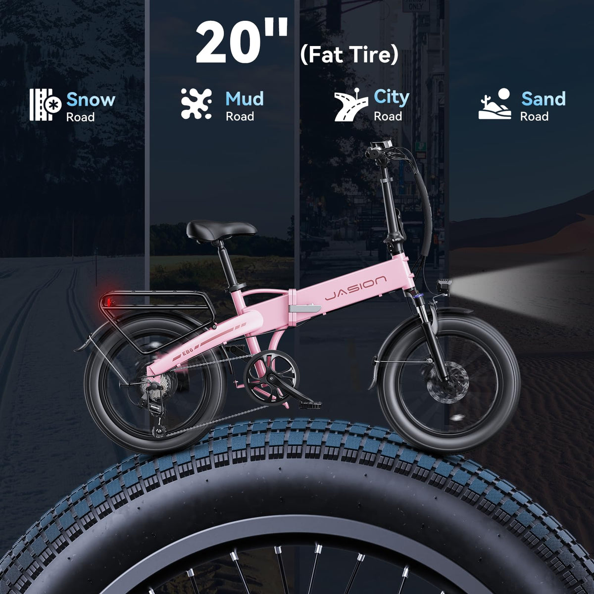 Jasion EB6 Folding Electric Bike – 500W Fat Tire Canada