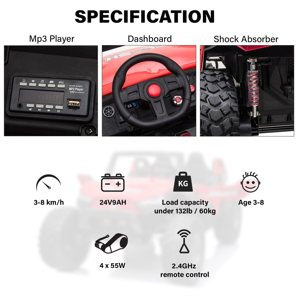 Voltz 24V Off-Road Ride-On Car for Kids Canada
