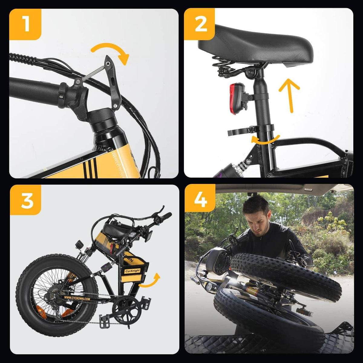 Cycrown Knight Fat Tire Folding Electric Bike-Street Rides