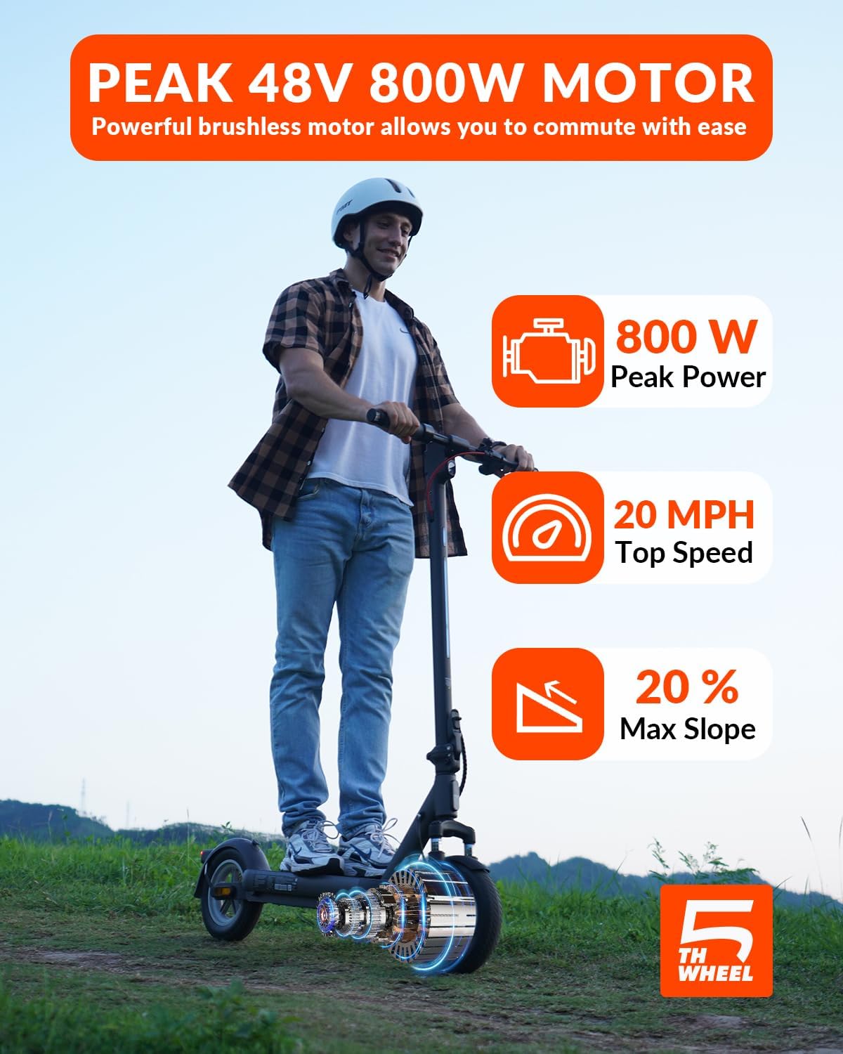 5TH WHEEL V48Pro Electric Scooter – 800W Hub Motor, 32 km Range (Canada)