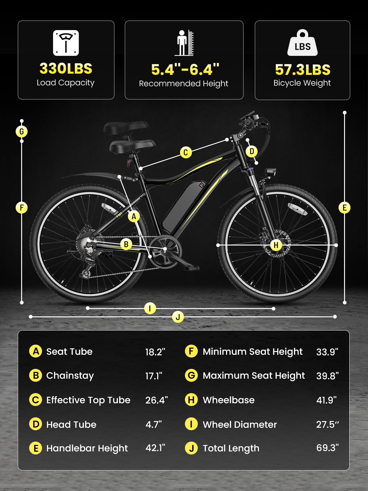 Jasion Electric Mountain Bike for Adults with 750W Peak Motor, 22MPH Max Speed Ebike with 480Wh Removable Battery, 40 Miles Range, 27.5" Tires Electric Mountain Bike, 7-Speed, Front Suspension