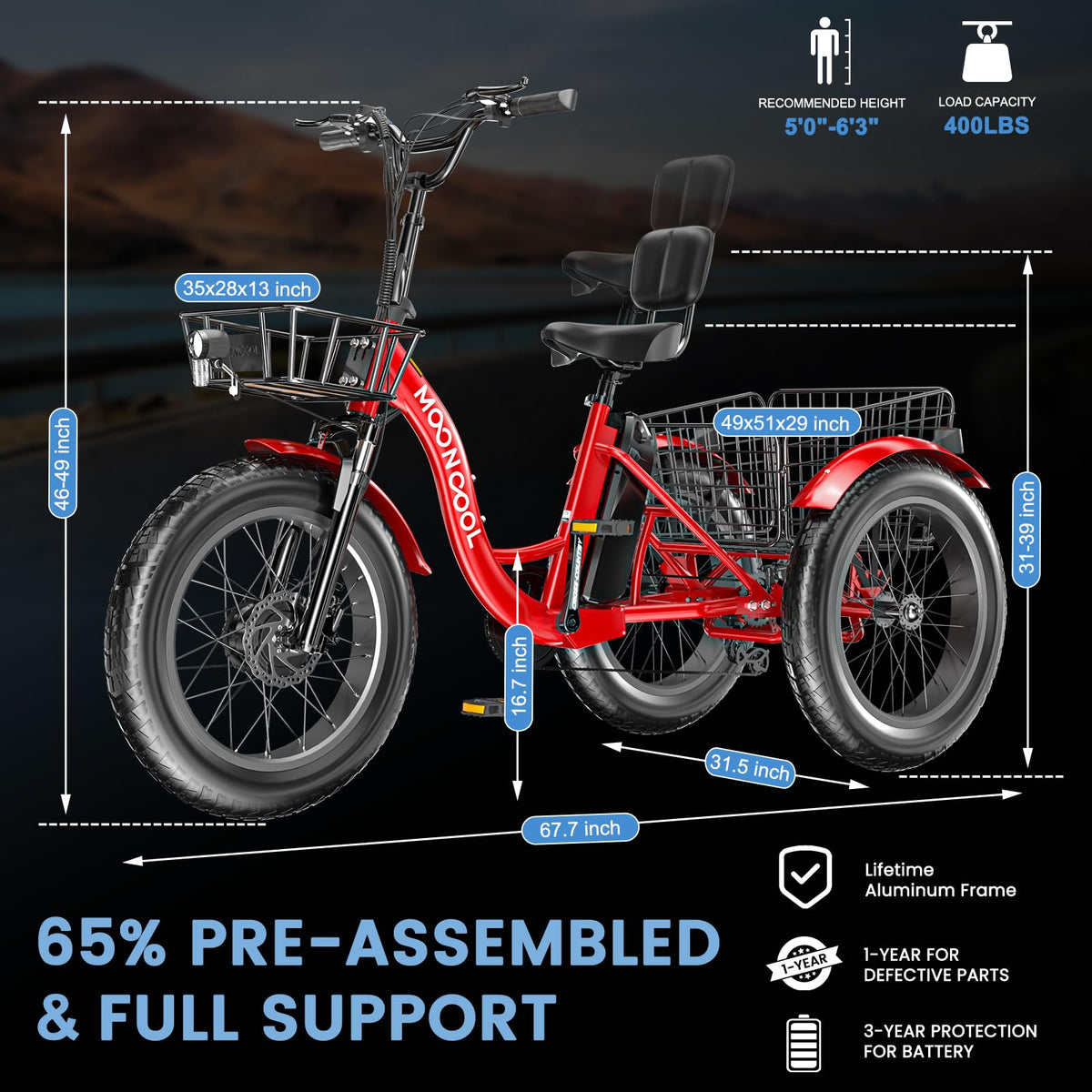 Mooncool Electric Tricycle - Best in Canada 2025