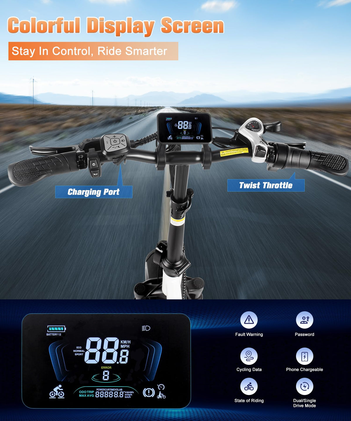 SummitX 1000W Folding E-Bike - Long Range 250km