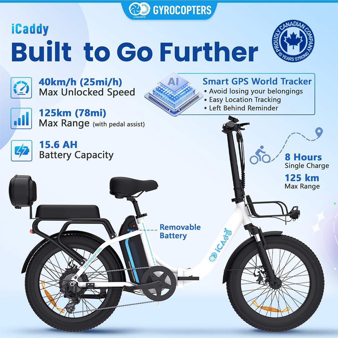 Gyrocopters iCaddy Electric Bike – Foldable 500W E-Bike Canada