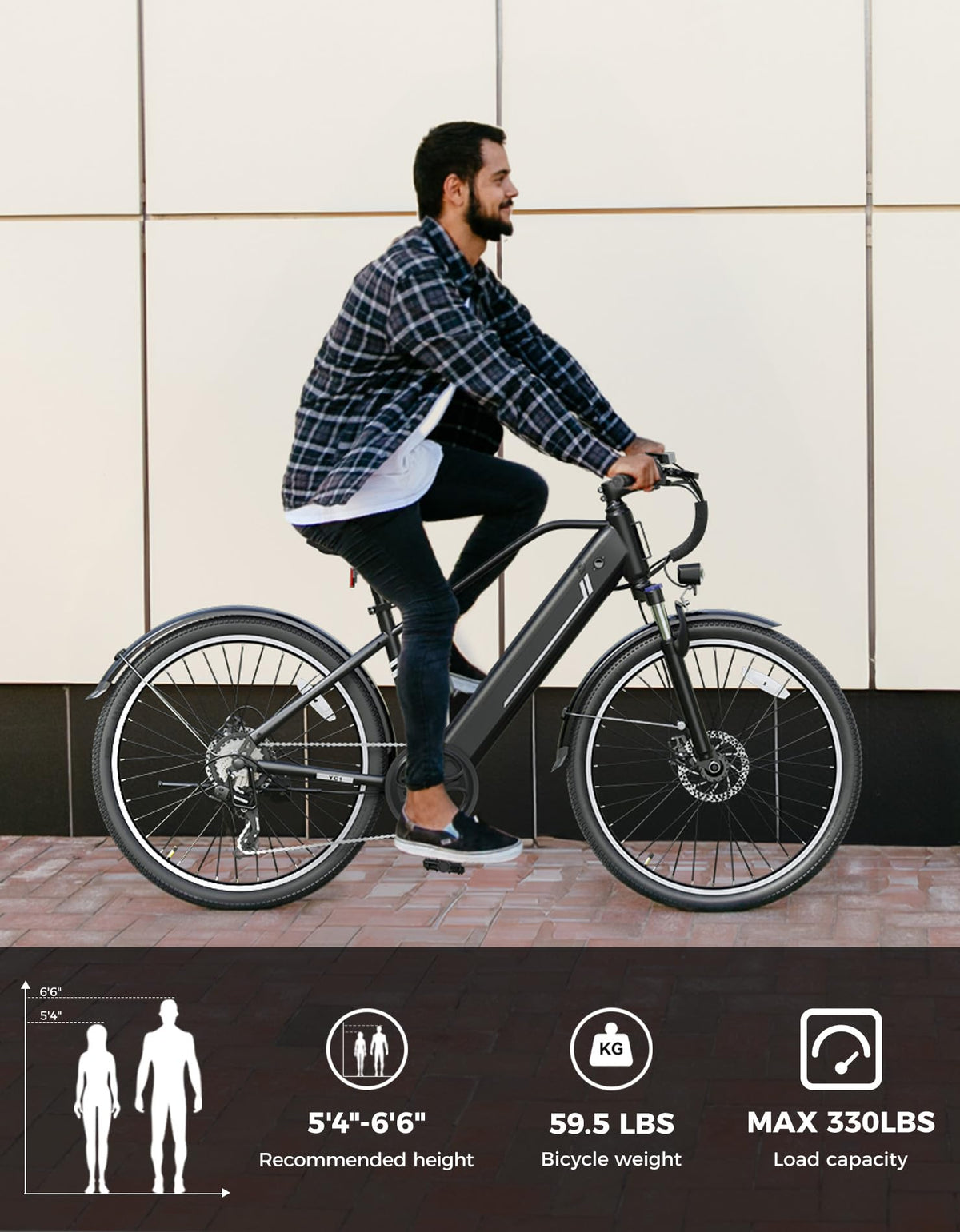 Jasion EB5 Electric Bike 26" 360 Wh Battery | Commuter E-Bike Canada