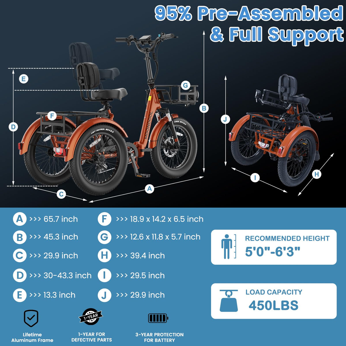 Mooncool TK1 Triciclo Eléctrico - El Mejor en Canadá