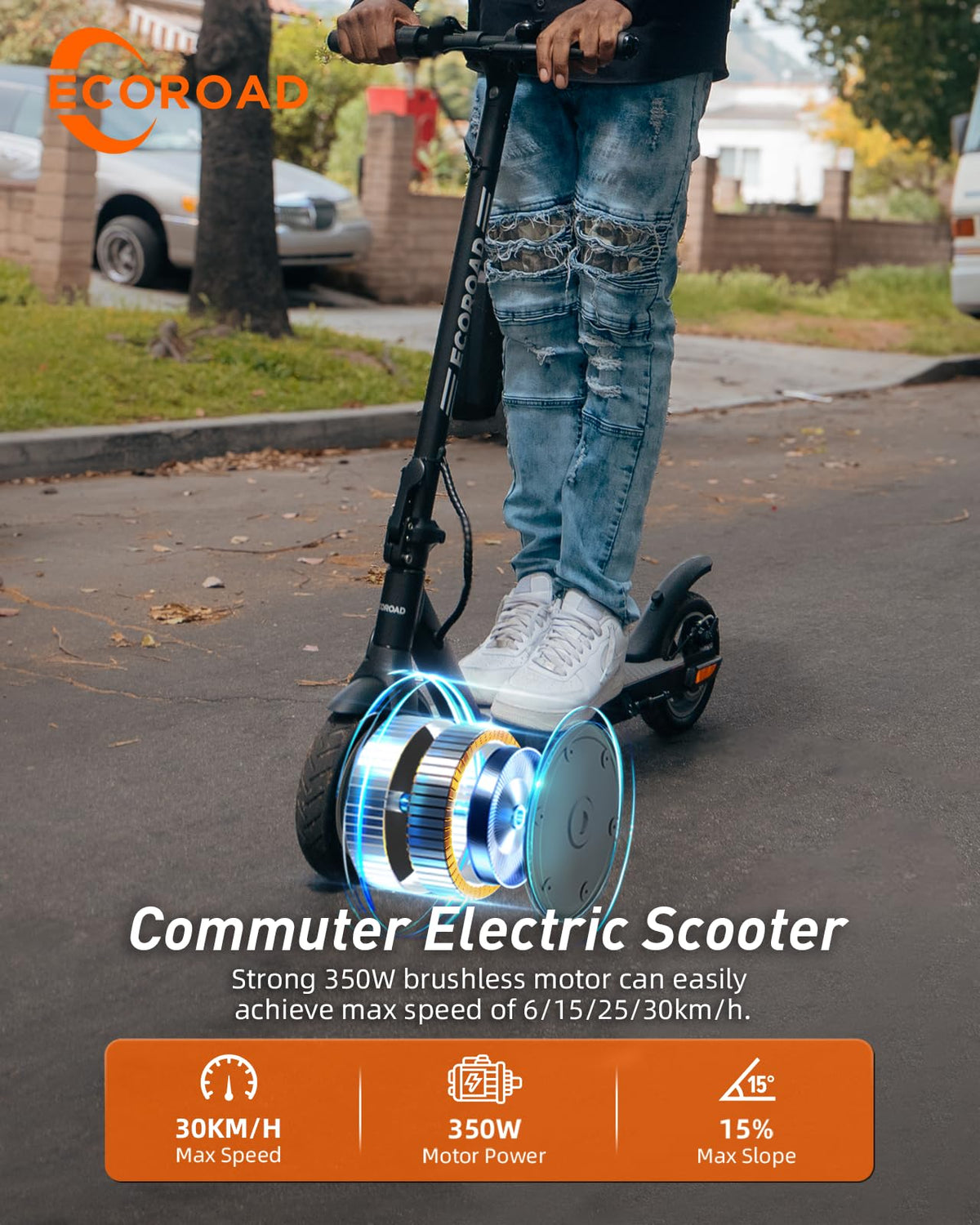 ECOROAD EC6 Electric Scooter 400W – Foldable Commuter Canada