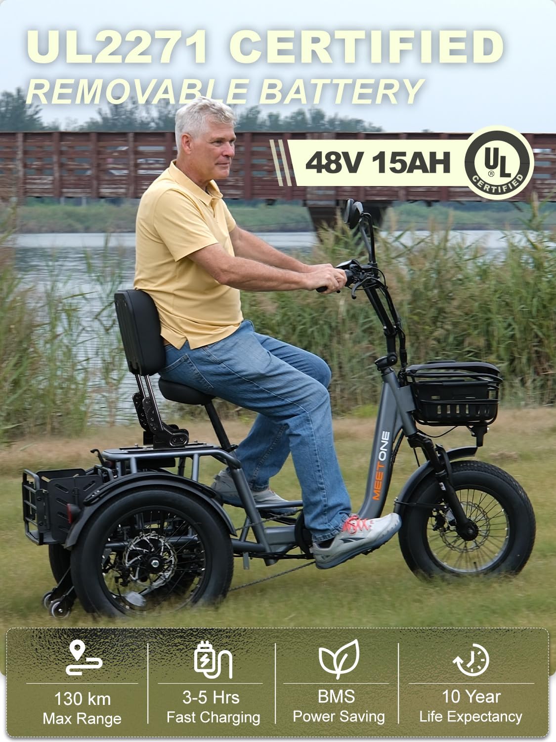 MeetOne Breeze Folding Electric Trike 500W – Canada