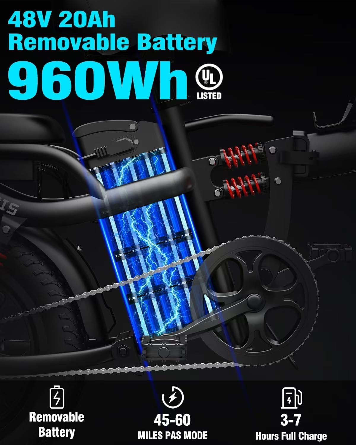 Bicicleta eléctrica plegable Rakowe G16 – Motor de 750 W, 45 km/h, autonomía de 96 km – Canadá