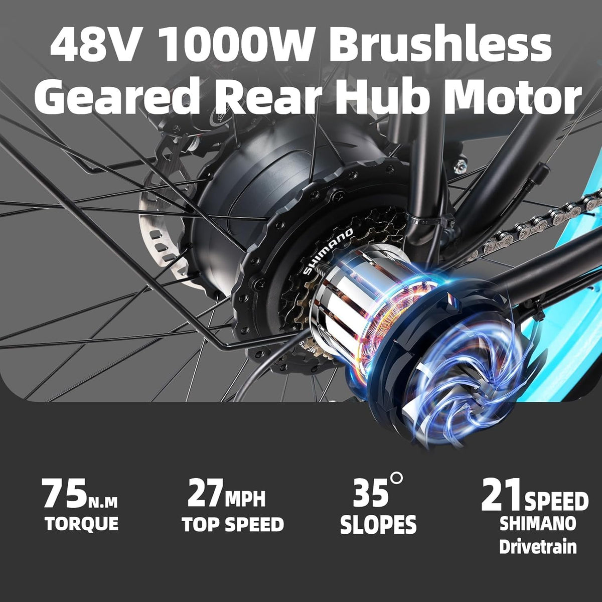 EVGUPRIDER 48V 21-Speed Electric Mountain Bike Canada
