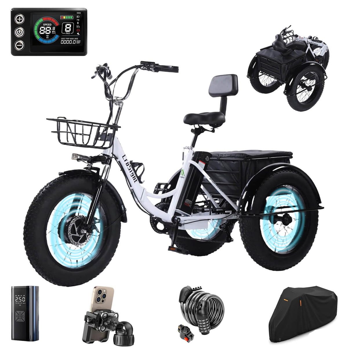 CroSight Folding Electric Tricycle 750W Fat Tire Canada