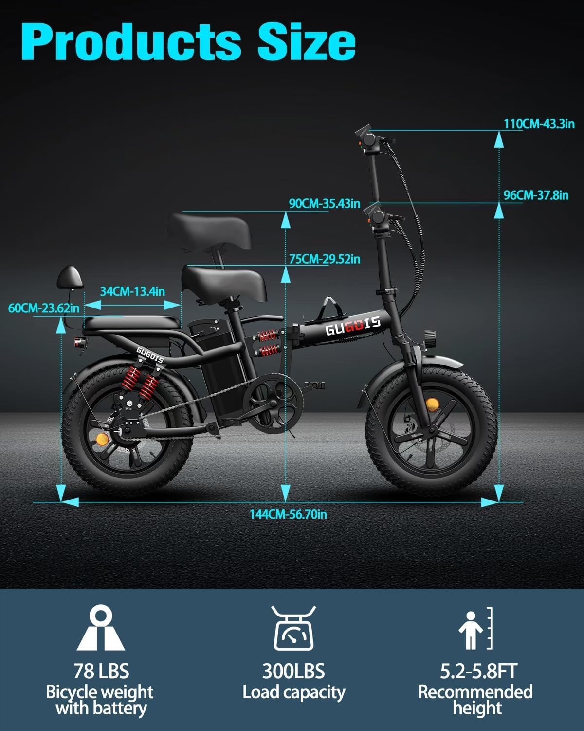 Bicicleta eléctrica plegable Rakowe G16 – Motor de 750 W, 45 km/h, autonomía de 96 km – Canadá