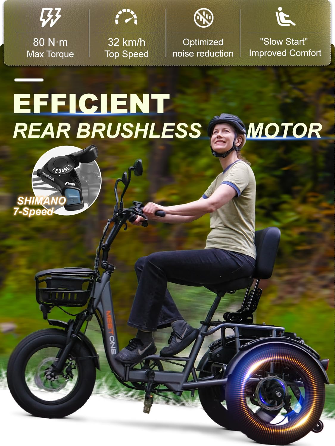 MeetOne Breeze Folding Electric Trike 500W – Canada