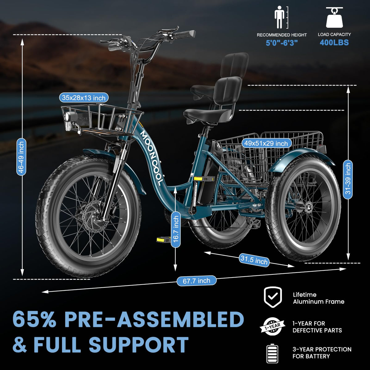 Mooncool Electric Tricycle - Best in Canada 2025