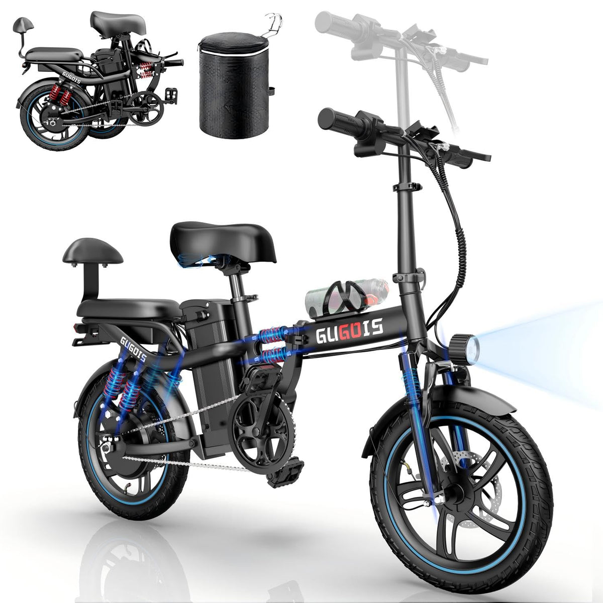 Bicicleta eléctrica plegable Rakowe G16 – Motor de 750 W, 45 km/h, autonomía de 96 km – Canadá