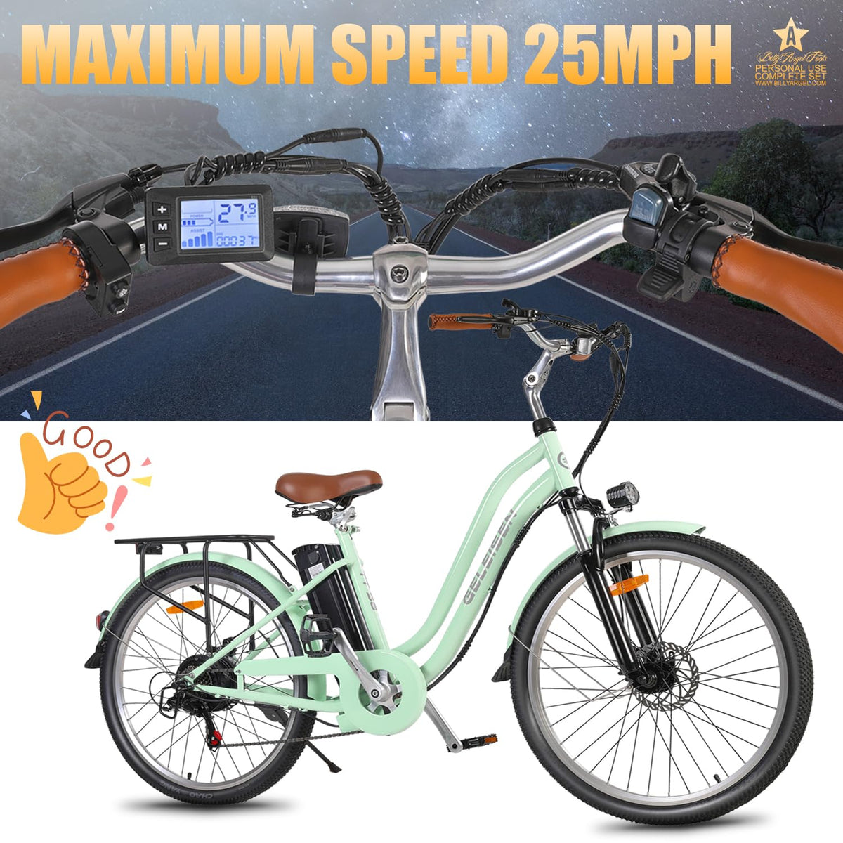 GELEISEN Step-Thru Electric Bike 26&quot; Commuter Canada