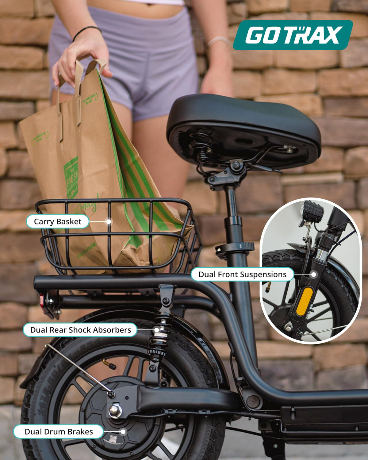 Gotrax Astro Electric Scooter – 350W Motor, 25km/h Speed, 30km Range, Foldable, Comfortable Ride in Canada