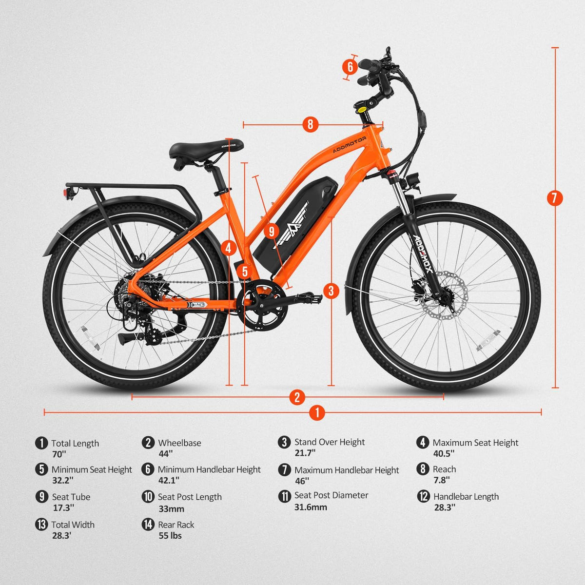 Addmotor CityPro E-43 Step-Thru Electric Commuter Bike – 500W Motor, 48V Battery, Long-Range E-Bike for Canadian Riders