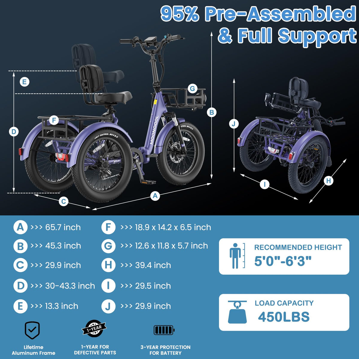 Mooncool TK1 Triciclo Eléctrico - El Mejor en Canadá
