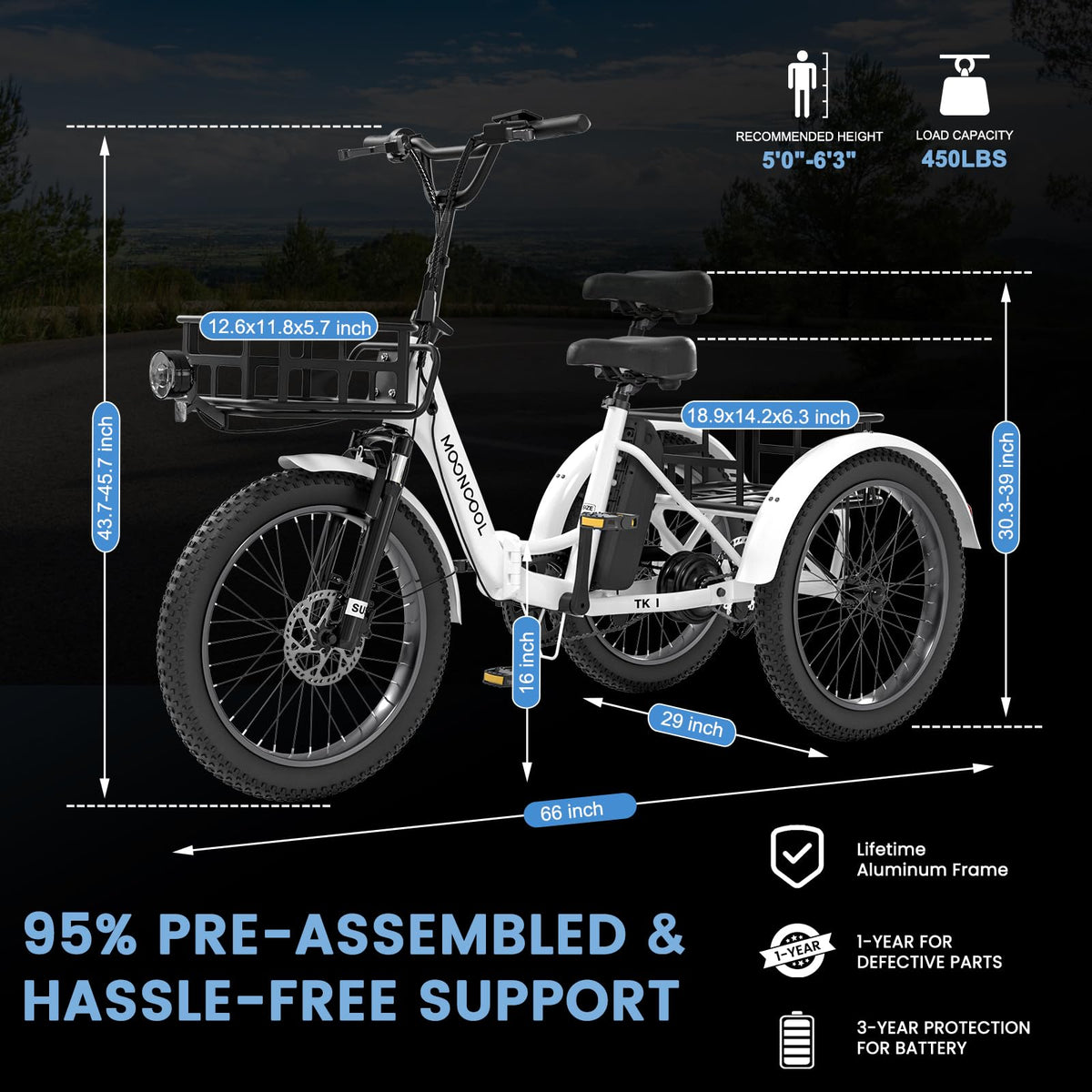 Mooncool TK1 Triciclo Eléctrico - El Mejor en Canadá