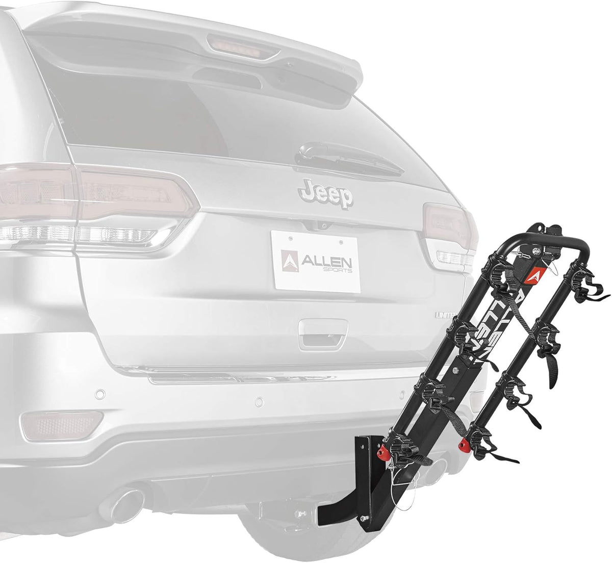 Allen Sports Deluxe 4-bike hitch mount rack no-wobble hardware detail Canada