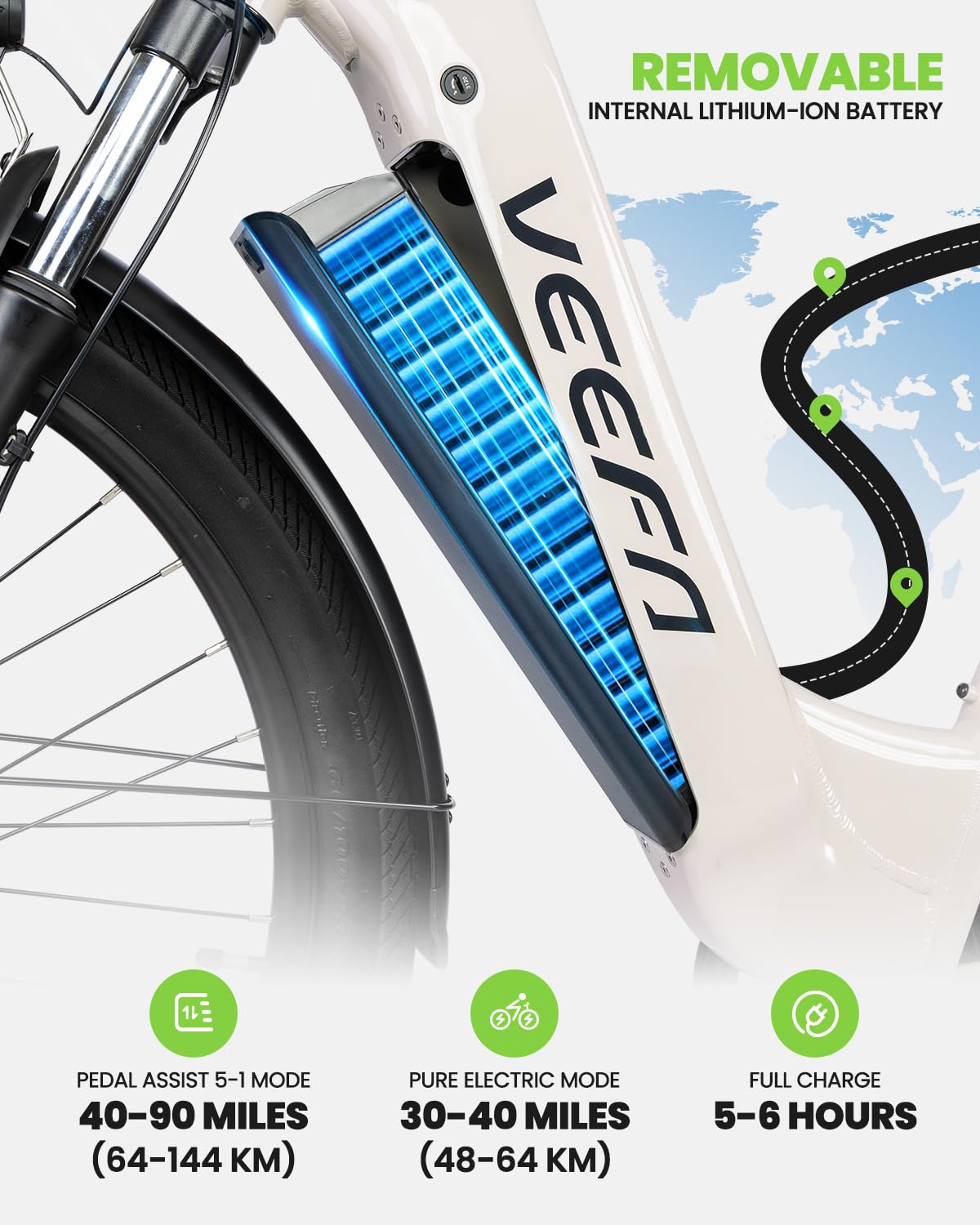 VEEFA Electric Bike for Adults 27.5” Ebike 32-38kmh Peak 1000W Motor E-Bike 128 KM Max Range by 48V Built-in Removable Battery, 5 Pedal-Assist Levels, UL 2849 Certified E Bike for Commuting