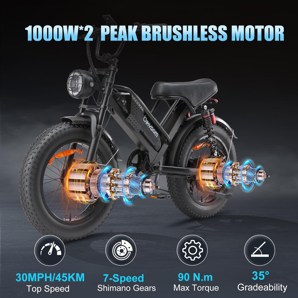 PikSpiid M7 Electric Bike 1000W Fat Tire Canada