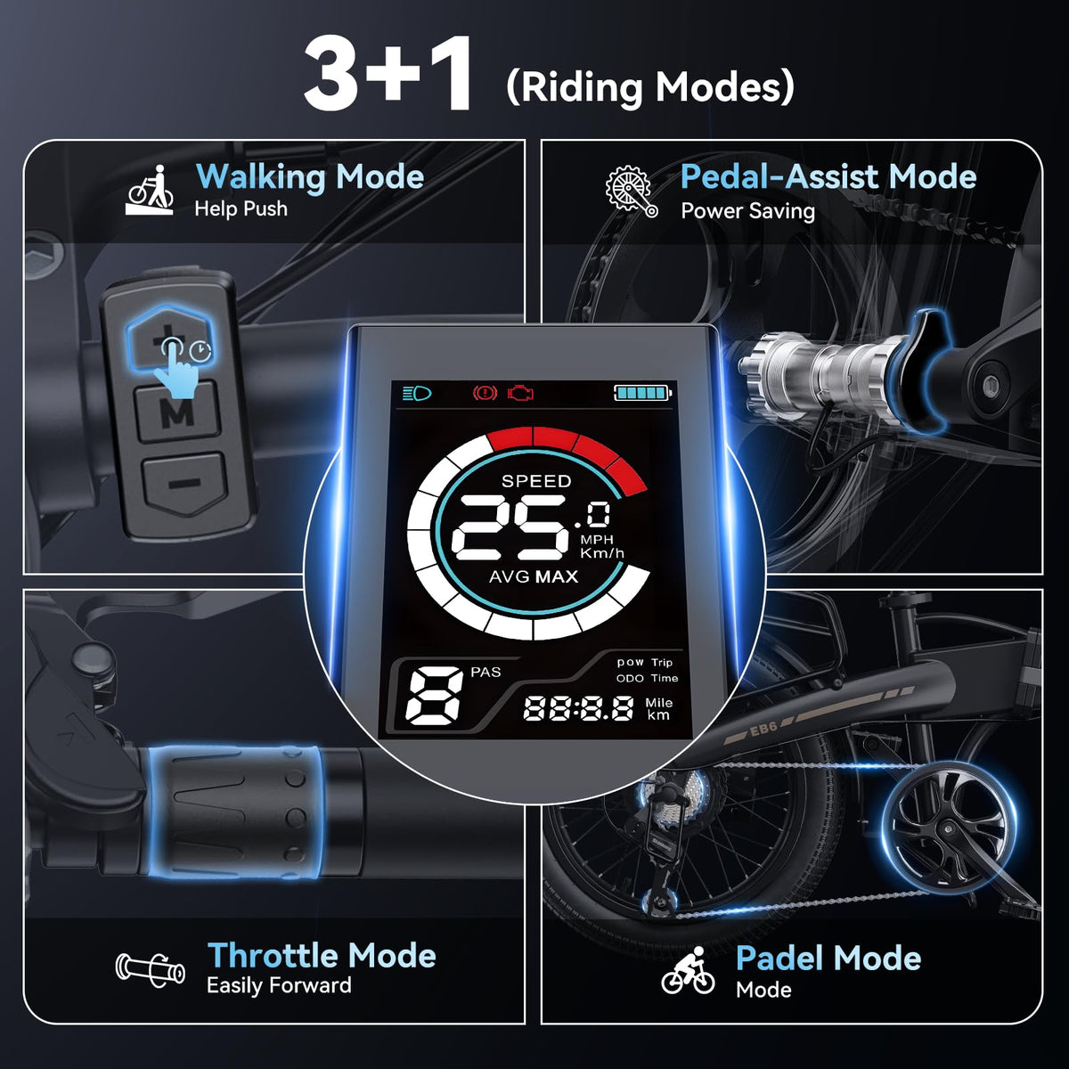 Jasion EB6 Folding Electric Bike – 500W Fat Tire Canada