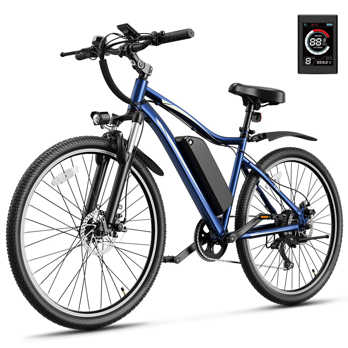 Jasion Electric Mountain Bike for Adults with 750W Peak Motor, 22MPH Max Speed Ebike with 480Wh Removable Battery, 40 Miles Range, 27.5" Tires Electric Mountain Bike, 7-Speed, Front Suspension