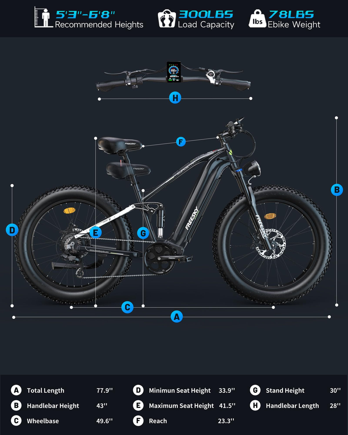 FREESKY Eurostar Ultra Electric Fat Tire Bike – 1000W, Full Suspension, Canada Edition
