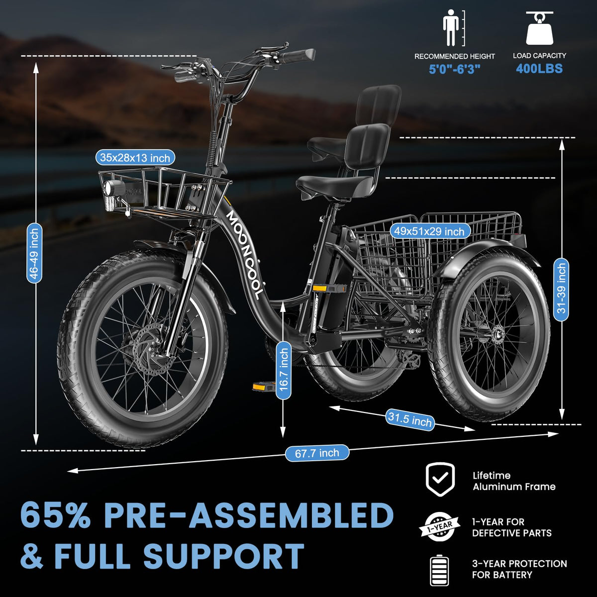 Mooncool Electric Tricycle - Best in Canada 2025