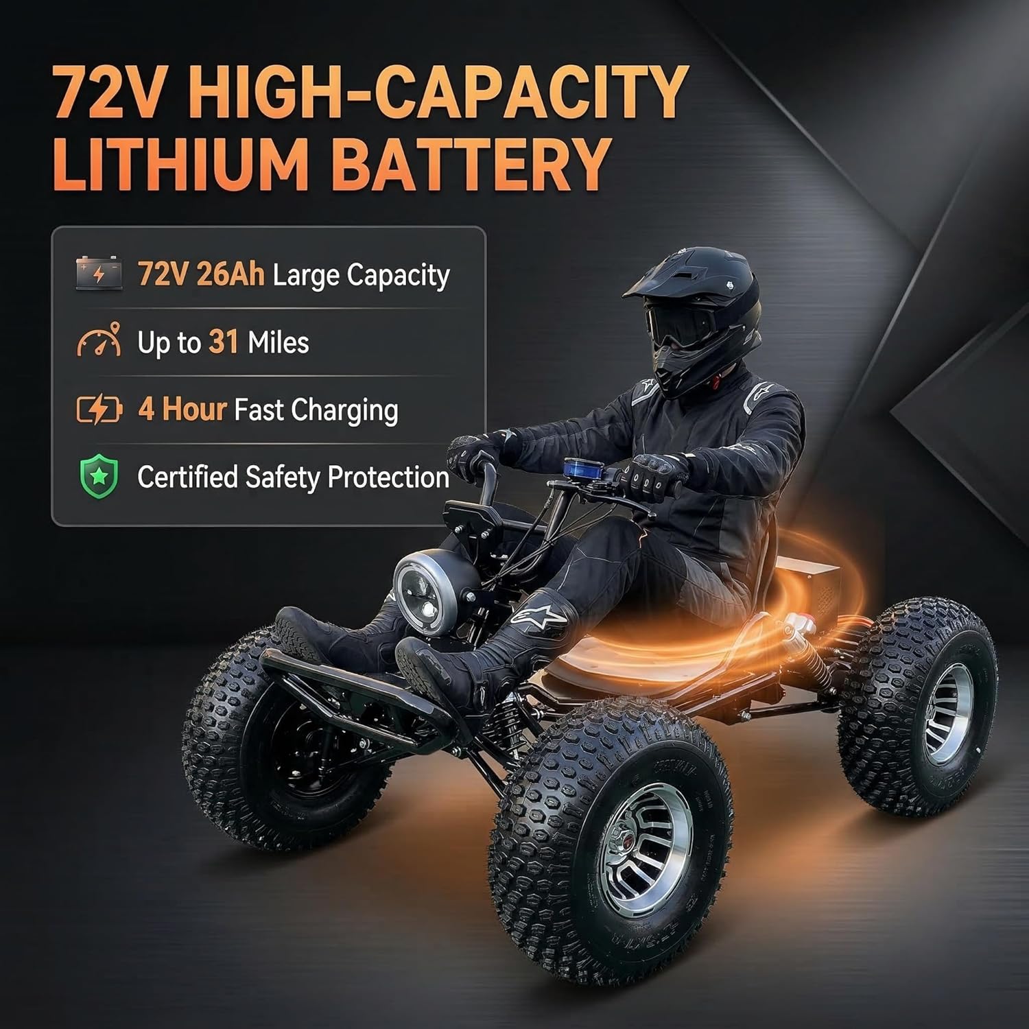 Zyliathor 72V electric go-kart off-road riding action Canada