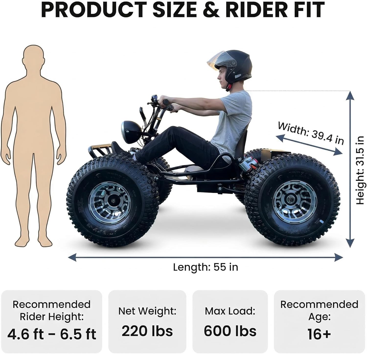 Zyliathor 72V electric go-kart Canada front three-quarter view