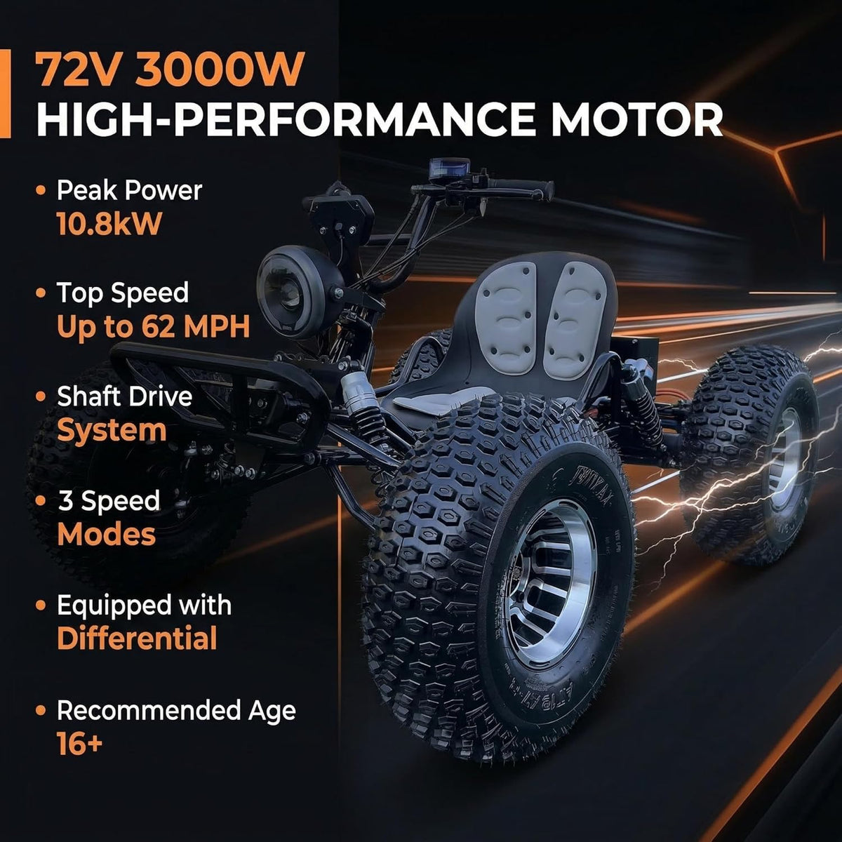 Zyliathor 72V electric go-kart wheel and tire detail Canada