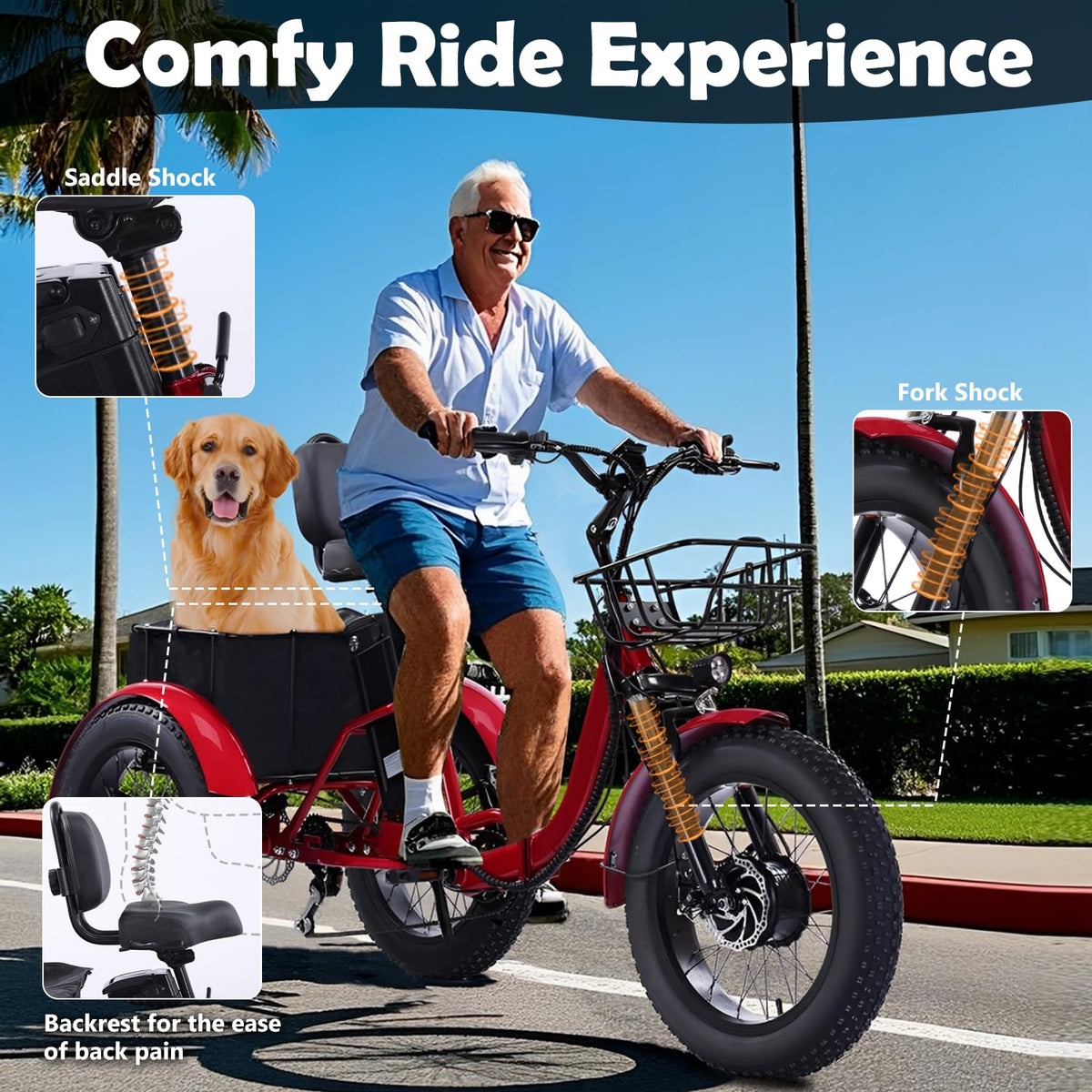 Kakigo Folding Electric Trike 48V 15Ah Fat Tire Canada