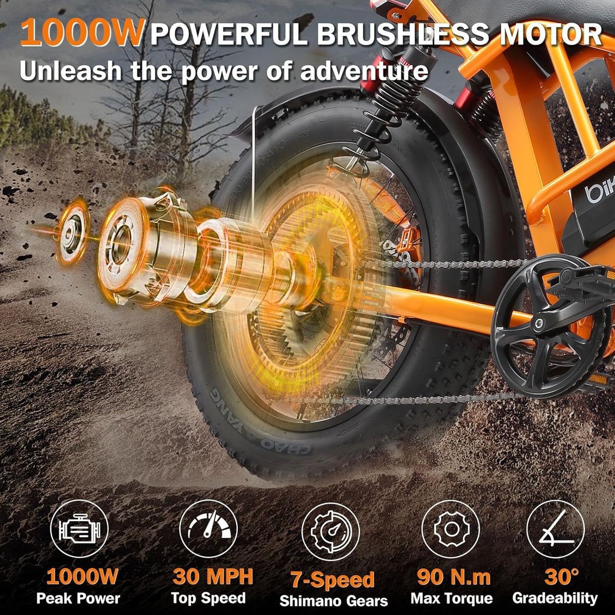PikSpiid M7 Electric Bike 1000W Fat Tire Canada