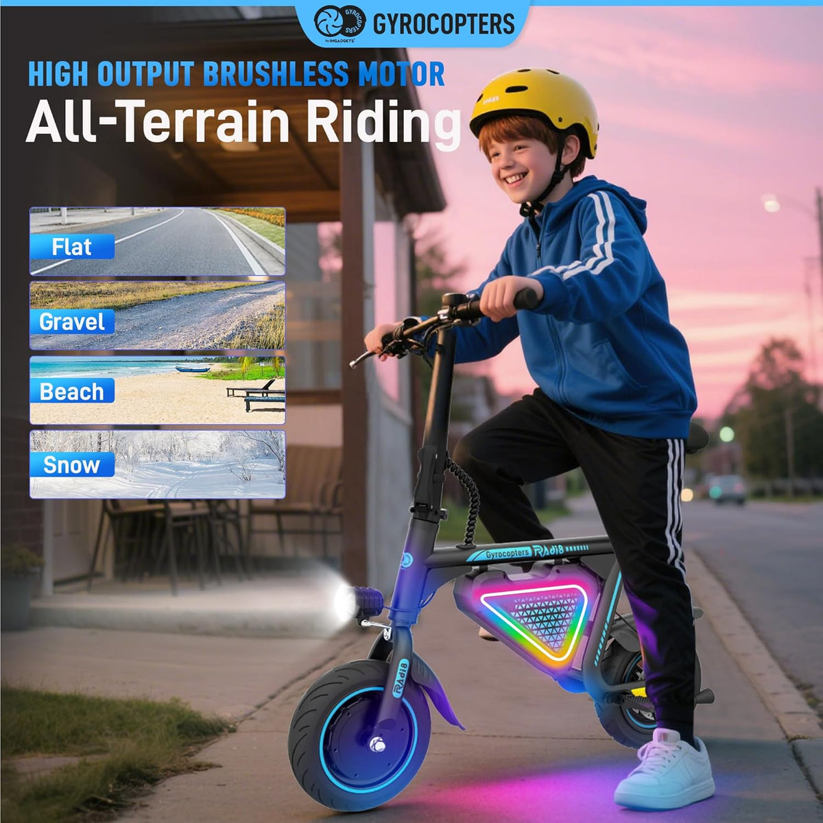 Gyrocopters Radi8 Electric Scooter – Kids &amp; Teens E-Bike Canada