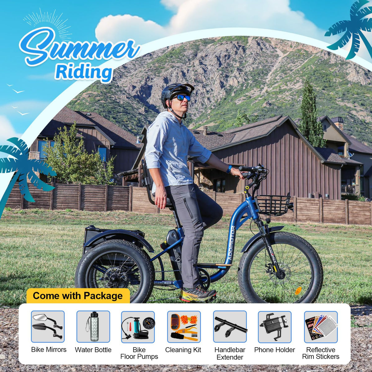 ADDMOTOR Grandtan II 750W Electric Tricycle for Adults – 48V 20AH, 85 Mile Range, Fat Tire 3-Wheel E-Trike for Seniors