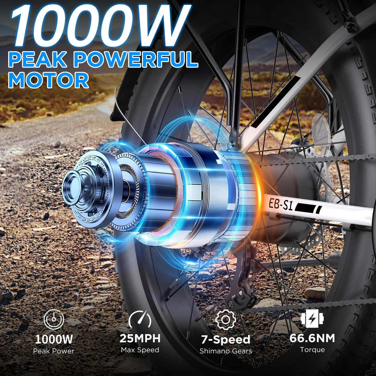 Funhang EB-S1 Electric Fat Tire Bike – 1000W Motor, 60 Mile Range, All-Terrain, Built for Canadian Winters