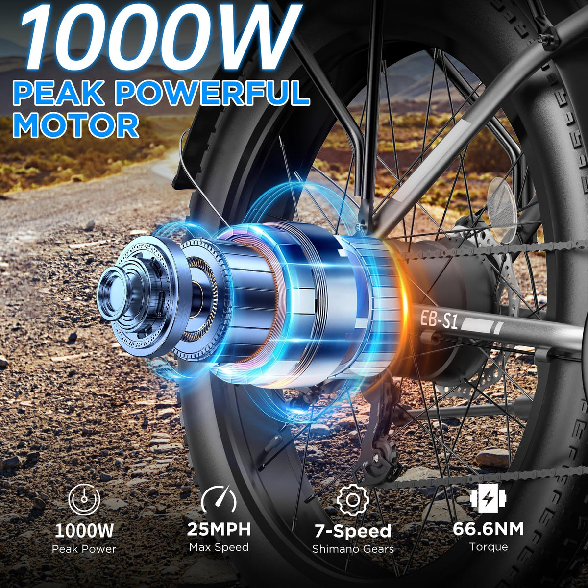 Funhang EB-S1 Electric Fat Tire Bike – 1000W Motor, 60 Mile Range, All-Terrain, Built for Canadian Winters