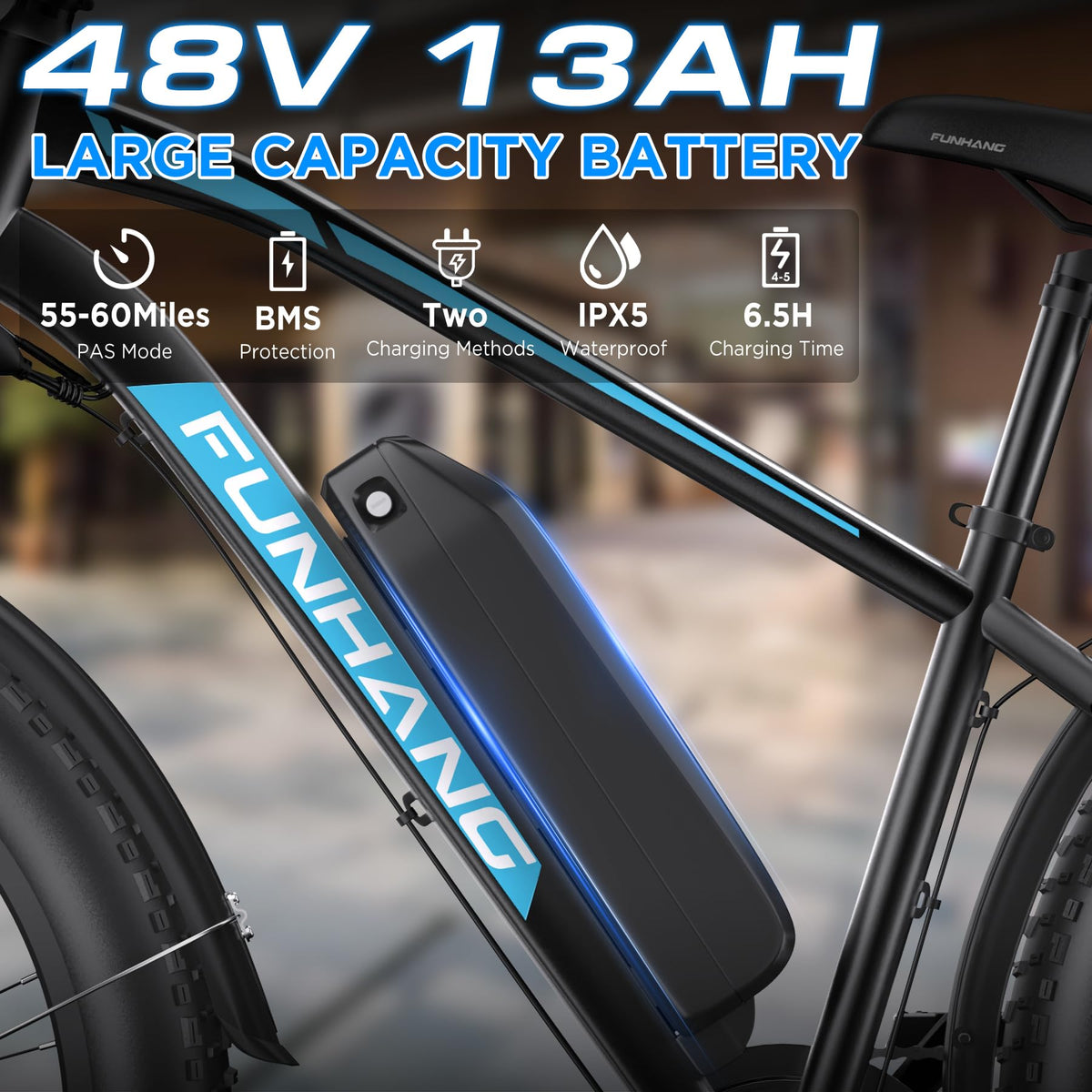Funhang EB-S1 Electric Fat Tire Bike – 1000W Motor, 60 Mile Range, All-Terrain, Built for Canadian Winters