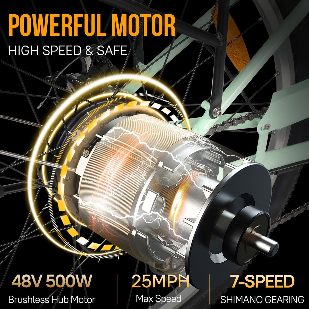 GELEISEN Step-Thru Electric Bike 26&quot; Commuter Canada