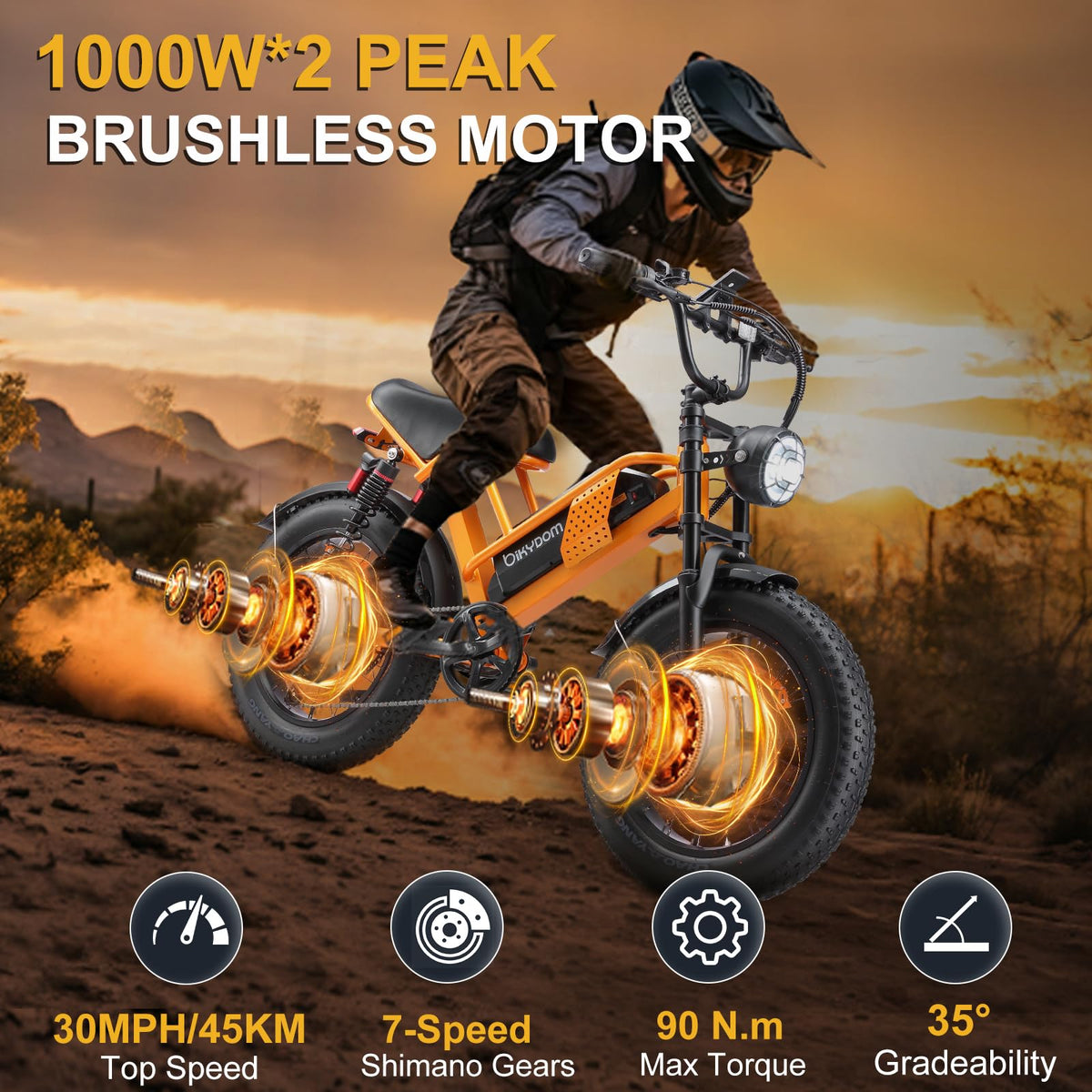 PikSpiid M7 Electric Bike 1000W Fat Tire Canada