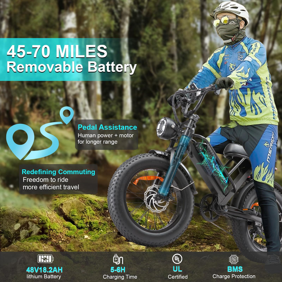 PikSpiid M7 Electric Bike 1000W Fat Tire Canada