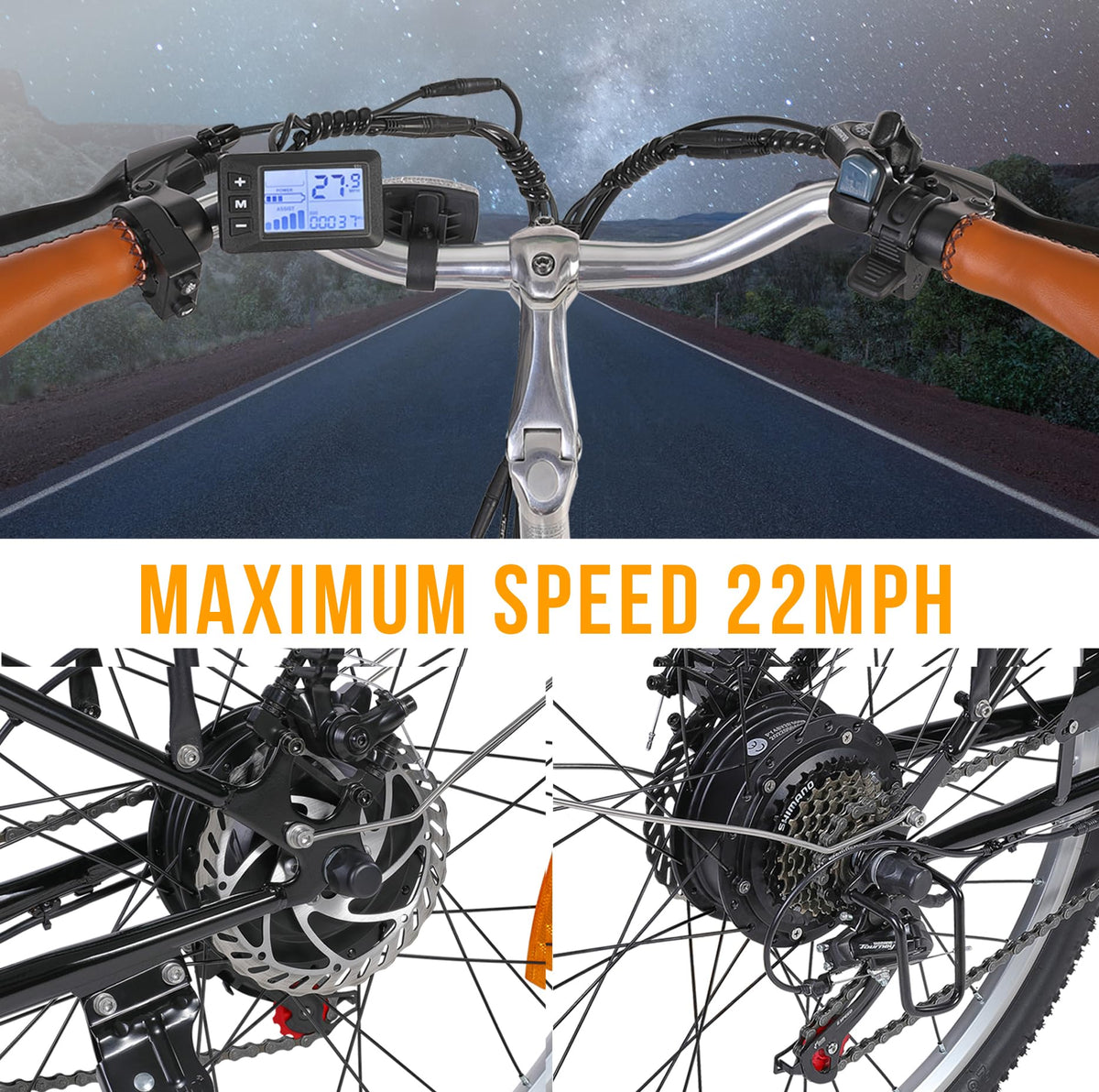 GELEISEN Step-Thru Electric Bike 26&quot; Commuter Canada