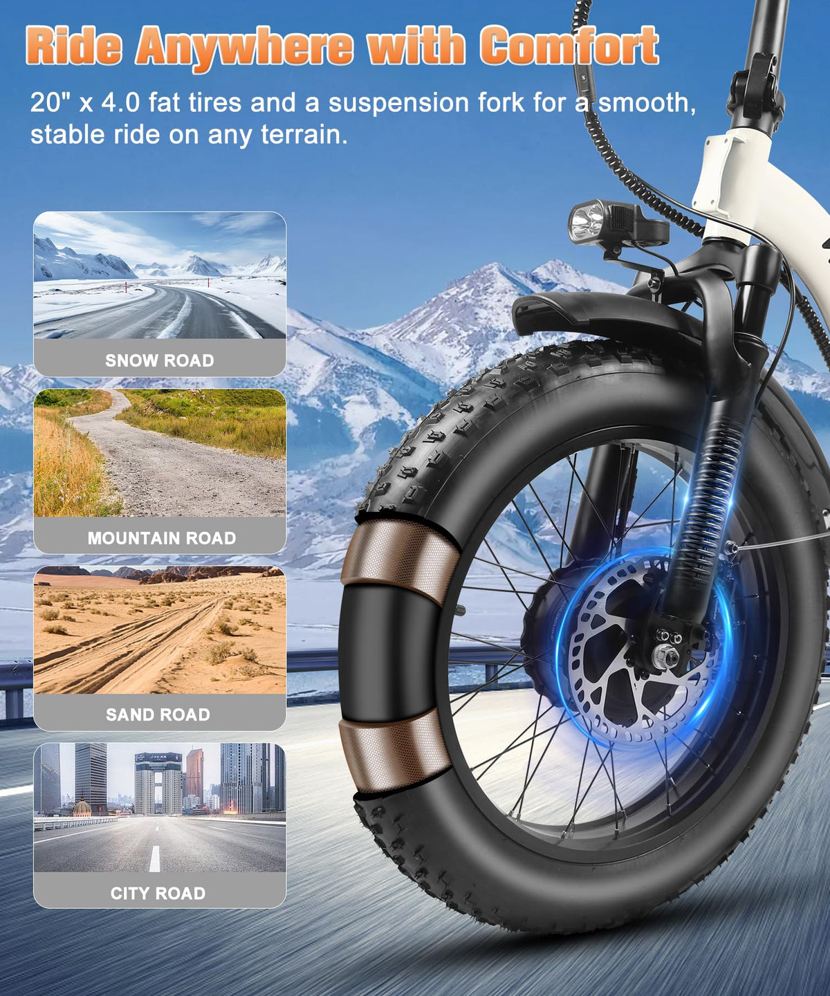 SummitX 1000W Folding E-Bike - Long Range 250km